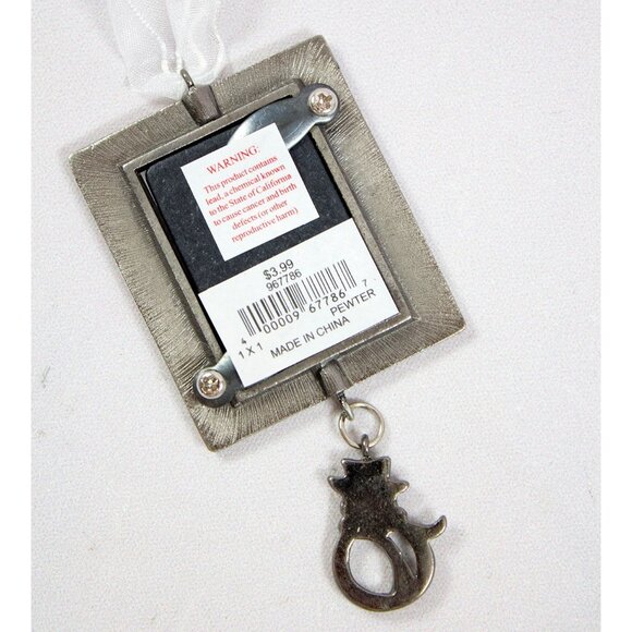 Aaron Brothers Mini Picture Frame Pewter Ornament w/Rhinestones & Snowman Charm - Picture 3 of 5